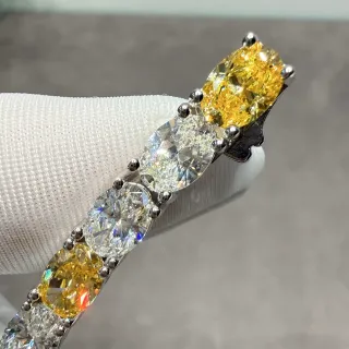 Van Cleef & Arpels হলুদ রূপালী বিকল্পীয় আয়তকার ও গোল পাথর প্রোং-সেট ব্রেসলেট