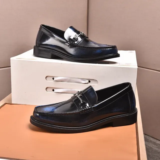 Versace Black Blue High-Gloss Patent Leather Iridescent Gradient Loafer 8