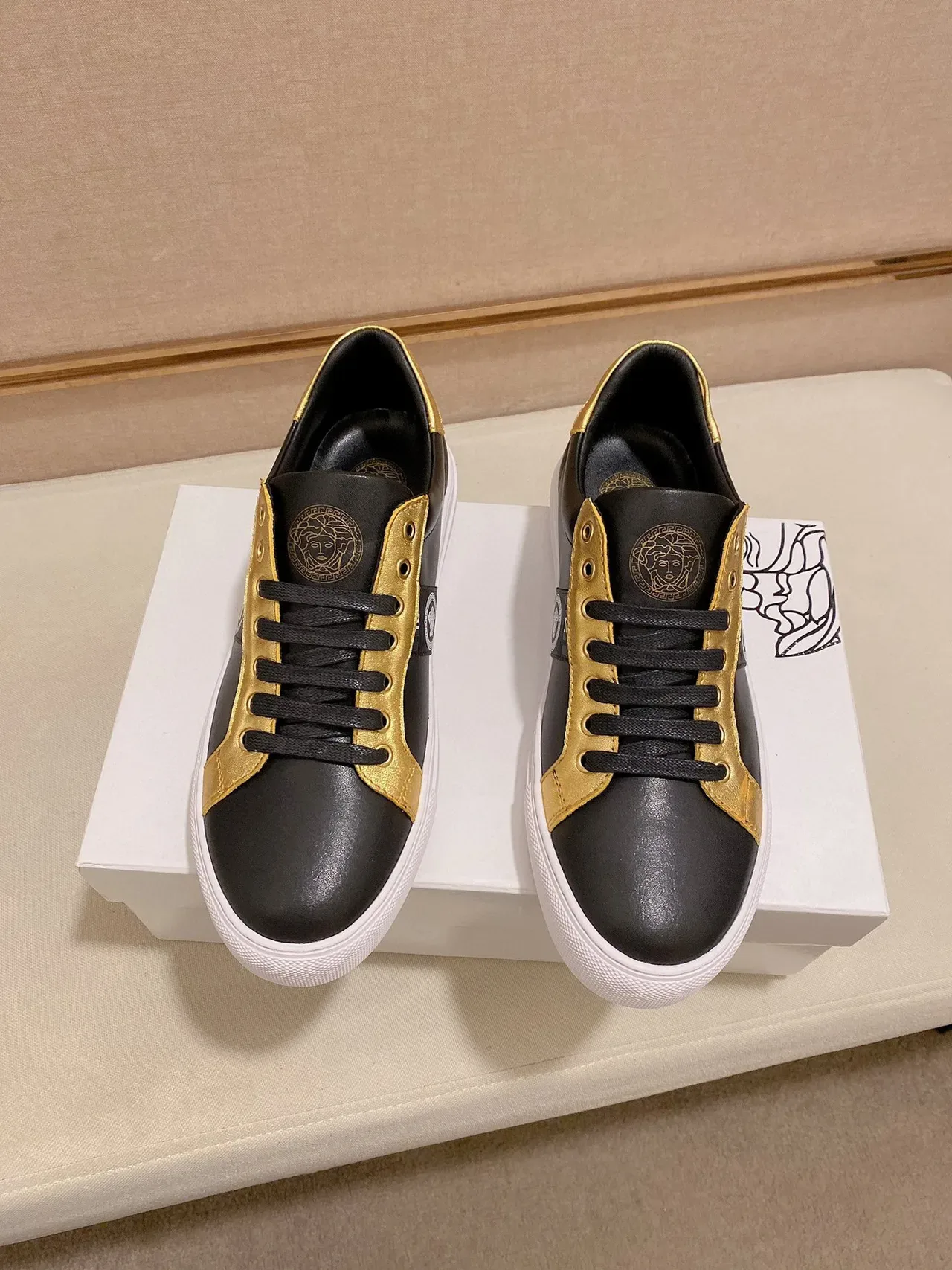 Versace Chain Reaction Black and Gold Metallic Lifestyle Sneakers 5