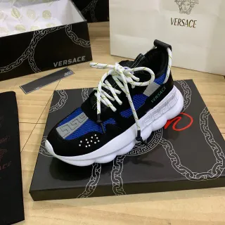 Versace Chain Reaction काला नीला सफेद मोटी स्नीकर