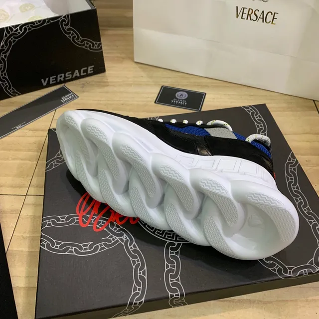 Versace Chain Reaction Black Blue White Chunky Sneakers 2