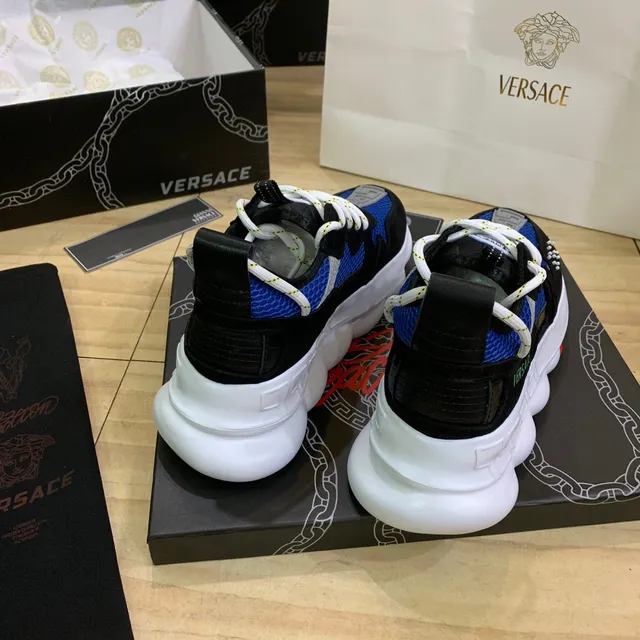 Versace Chain Reaction Black Blue White Chunky Sneakers 3