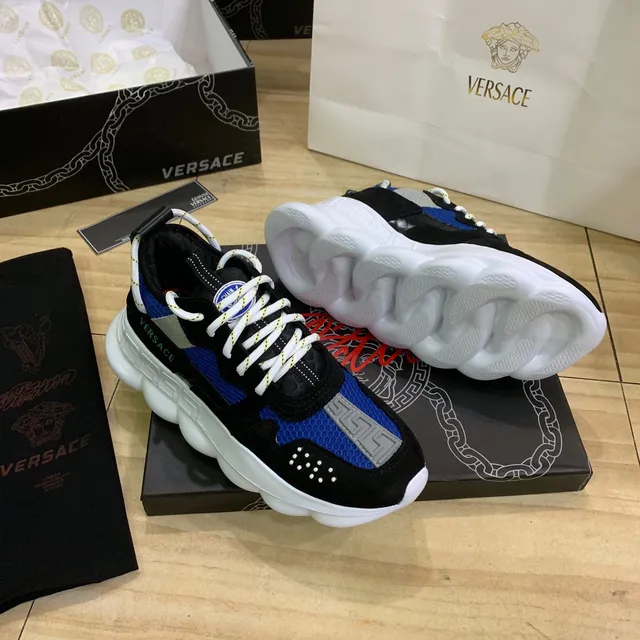 Versace Chain Reaction Black Blue White Chunky Sneakers 7