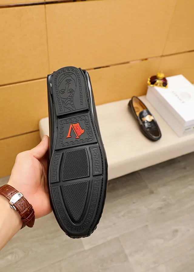Versace Chain Reaction Black Croc-Embossed Medusa Loafers 2