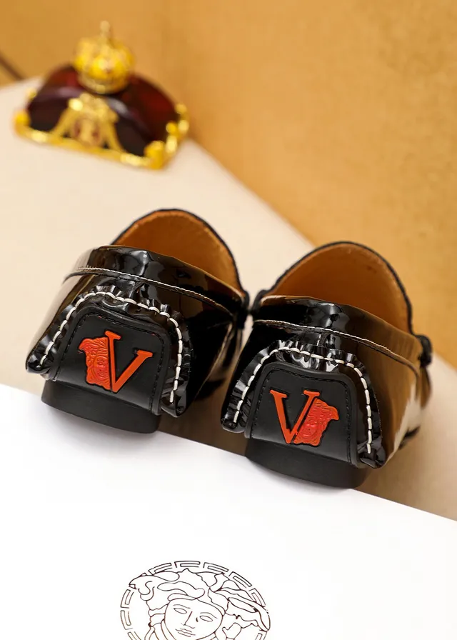 Versace Chain Reaction Black Croc-Embossed Medusa Loafers 3