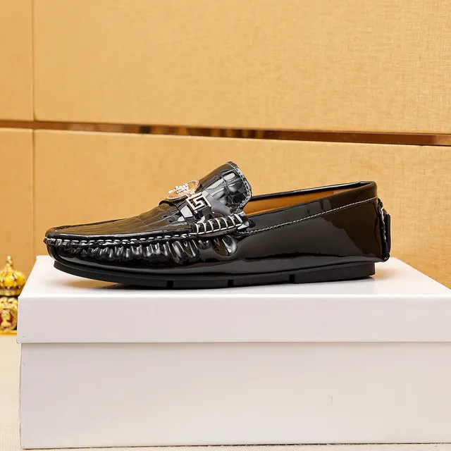 Versace Chain Reaction Black Croc-Embossed Medusa Loafers 6
