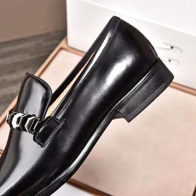 Versace Chain Reaction Black Polished Leather Loafers 4
