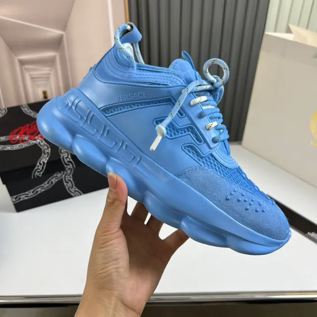 Versace Chain Reaction Monochromatic Blue Chunky Sneakers 4
