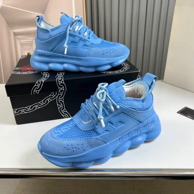 Versace Chain Reaction Monochromatic Blue Chunky Sneakers 7