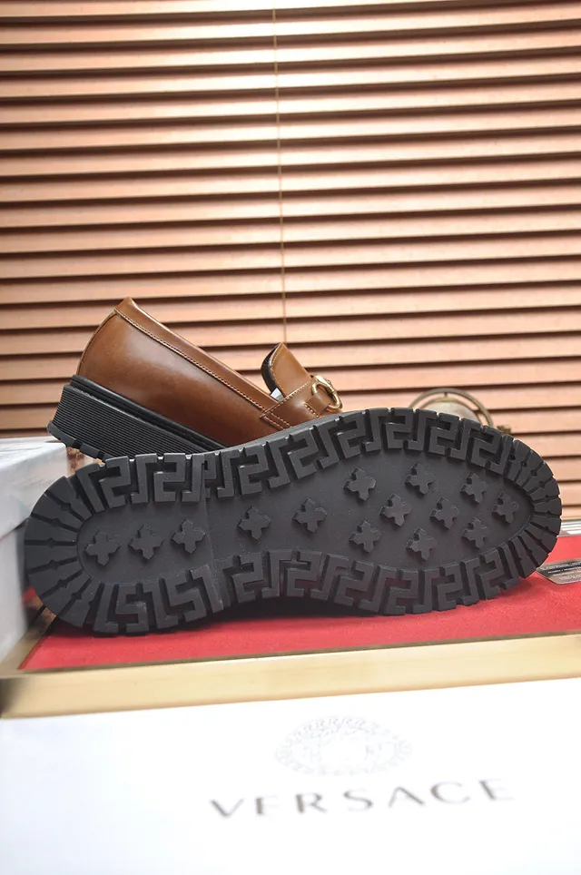 Versace Chain Reaction Cuir Tan Medusa-Buckle Mocassins à plateforme 7