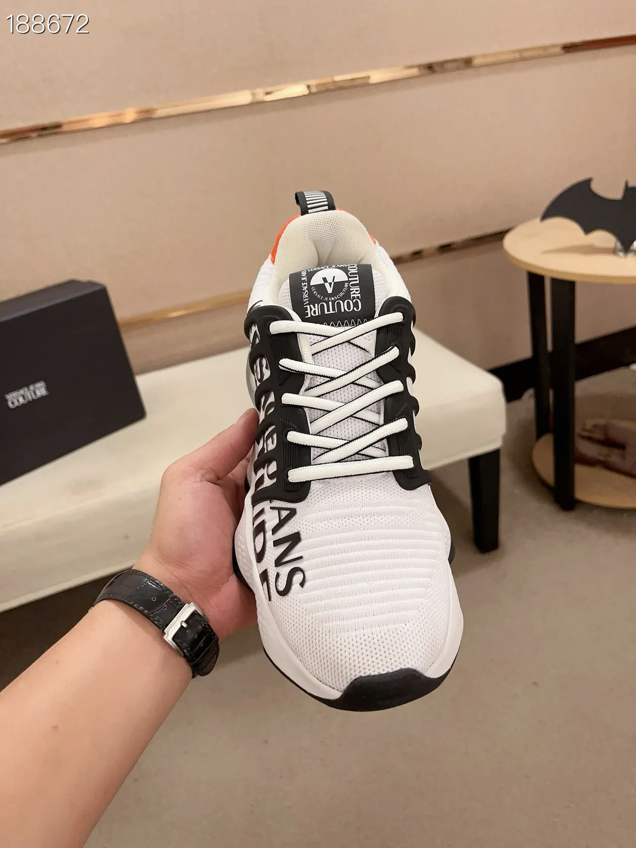 Versace Chain Reaction White Black Orange Chunky Sneakers 4