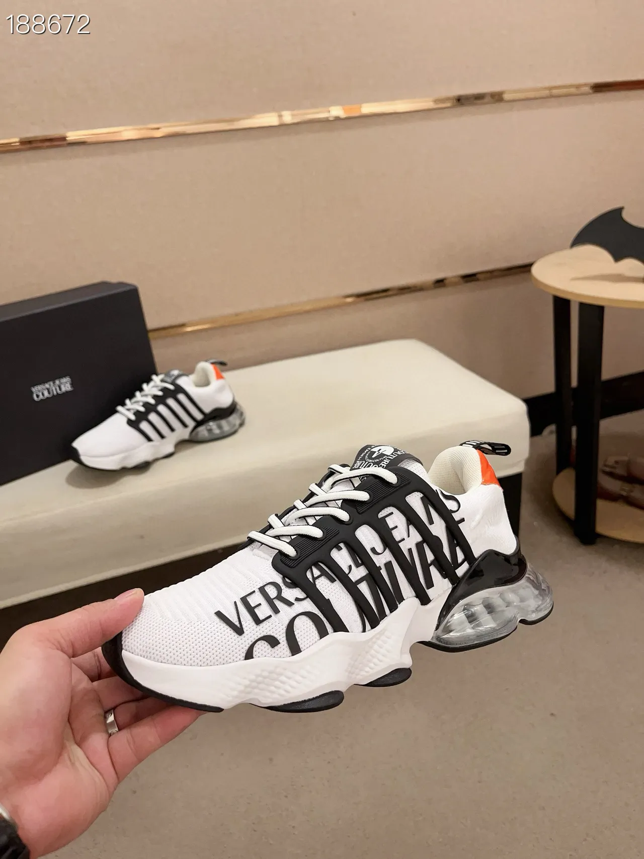 Versace Chain Reaction White Black Orange Chunky Sneakers 5