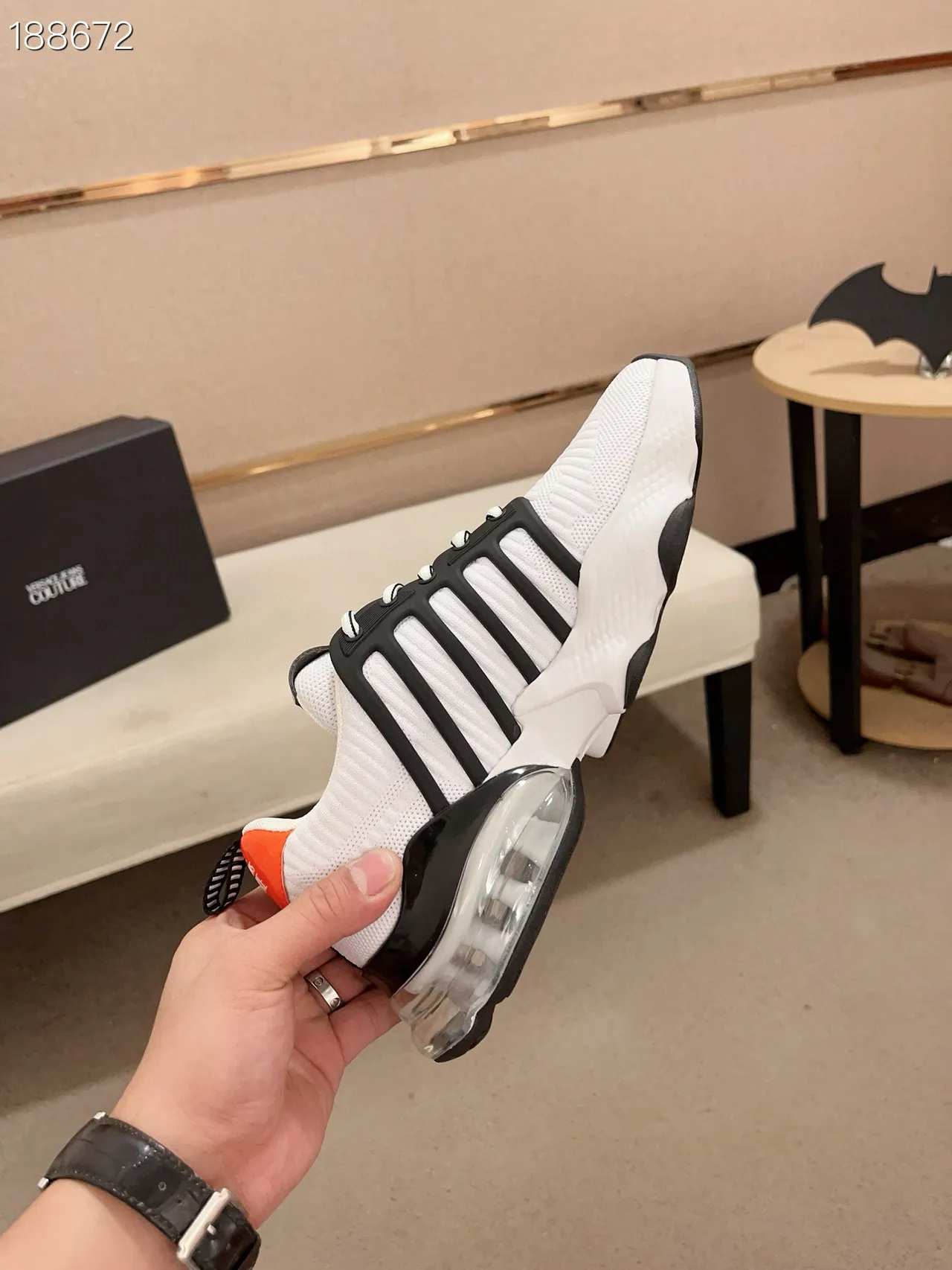 Versace Chain Reaction White Black Orange Chunky Sneakers 7