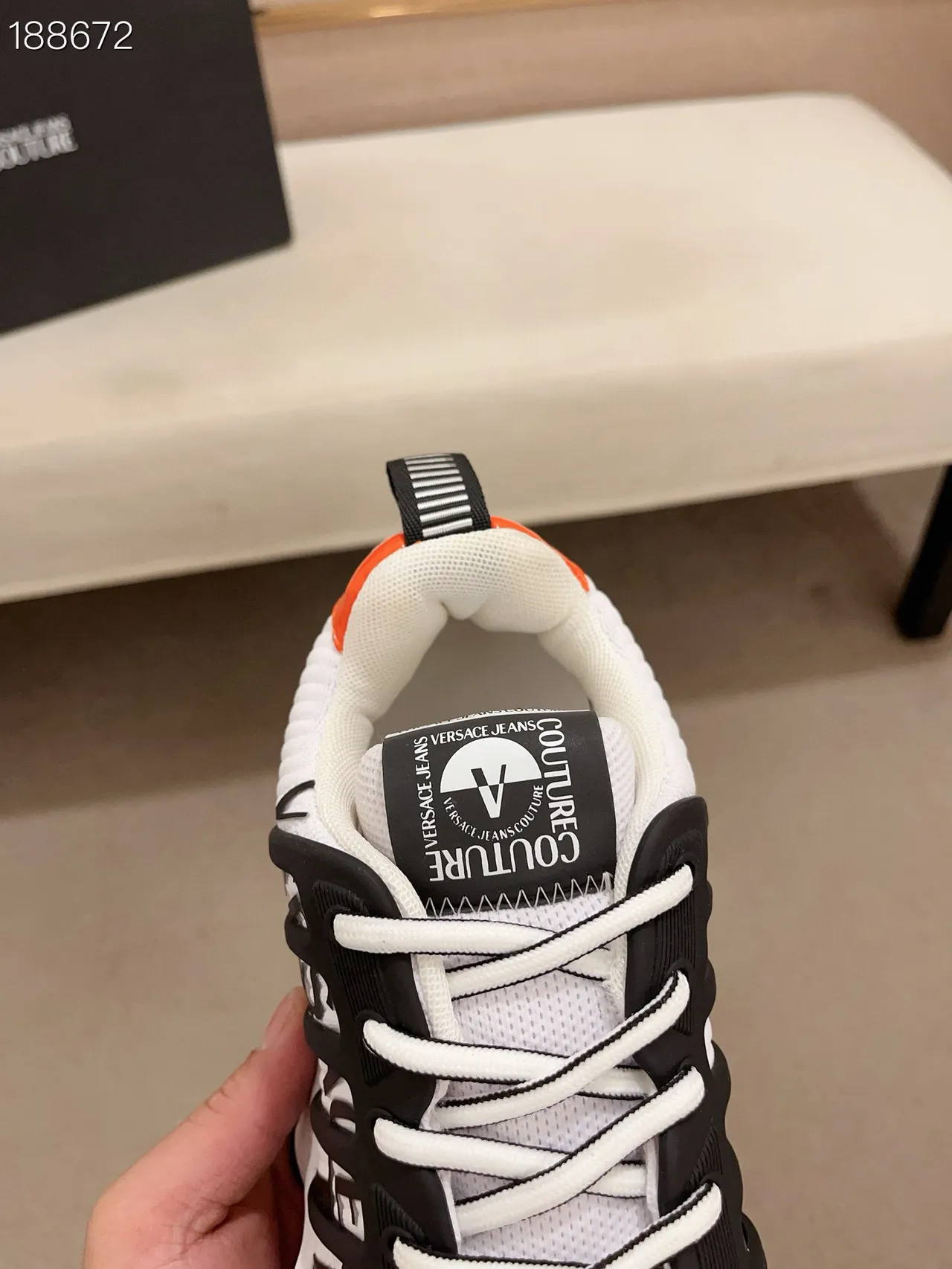 Versace Chain Reaction White Black Orange Chunky Sneakers 8