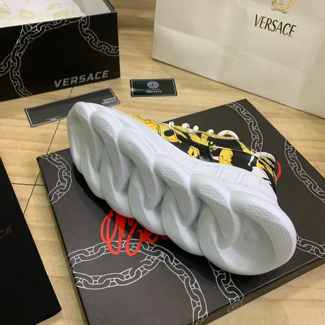 Versace Chain Reaction Yellow Baroque Print Chunky Sneakers 2