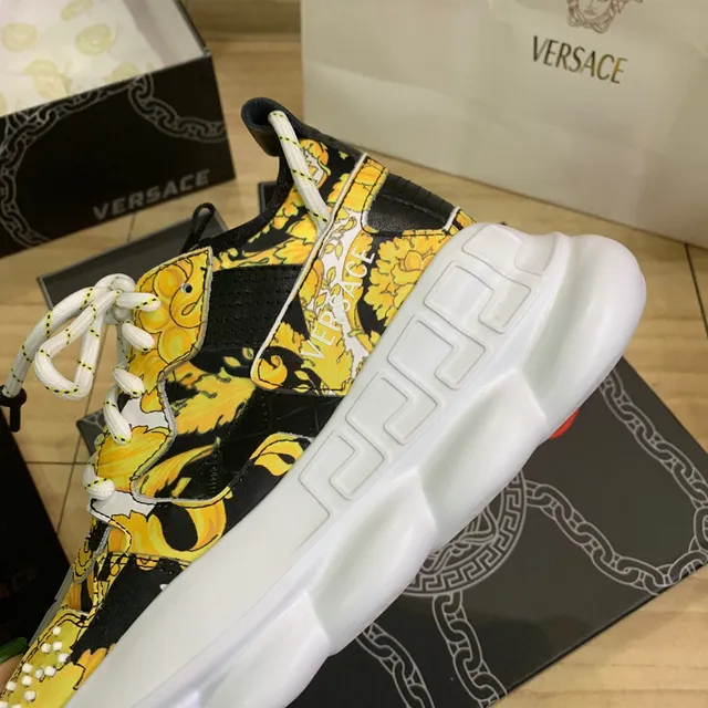 Versace Chain Reaction Yellow Baroque Print Chunky Sneakers 3