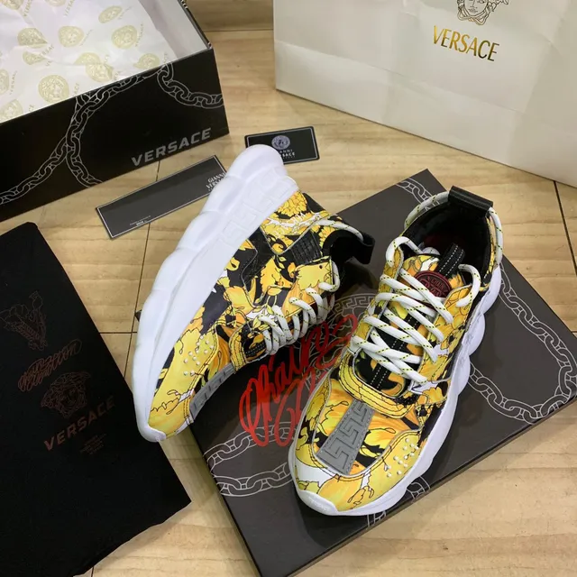 Versace Chain Reaction Yellow Baroque Print Chunky Sneakers 5