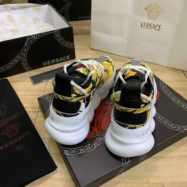 Versace Chain Reaction Yellow Baroque Print Chunky Sneakers 6