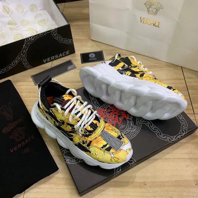 Versace Chain Reaction Yellow Baroque Print Chunky Sneakers 7