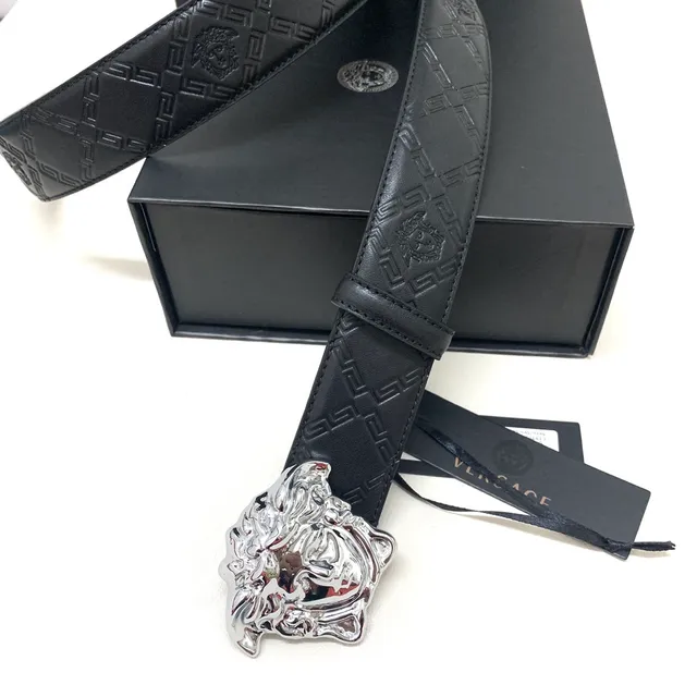 Versace Greca Medusa Black Leather Belt 8