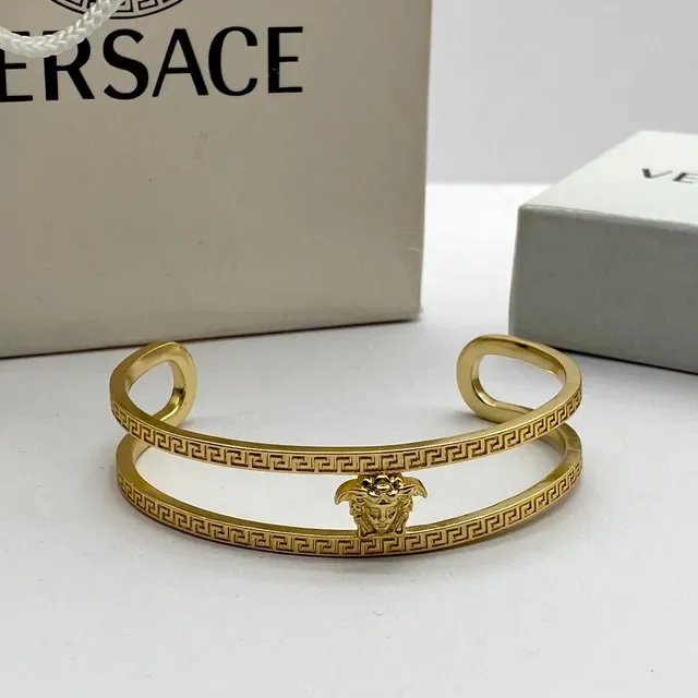 Bracelet Versace Greca Medusa Double Barre Ton Or 4