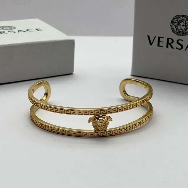 Bracelet Versace Greca Medusa Double Barre Ton Or 5