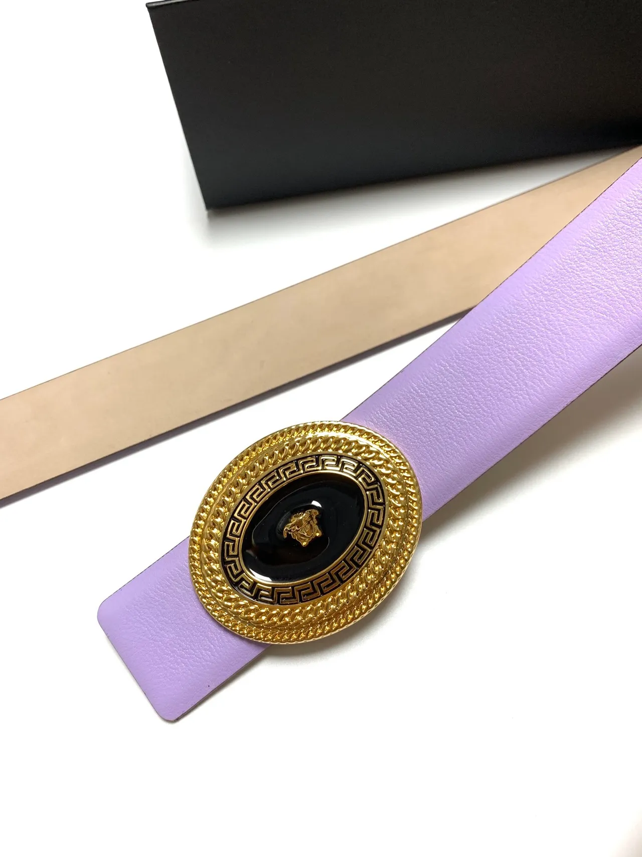 Versace Greca Medusa Purple Leather Belt 2