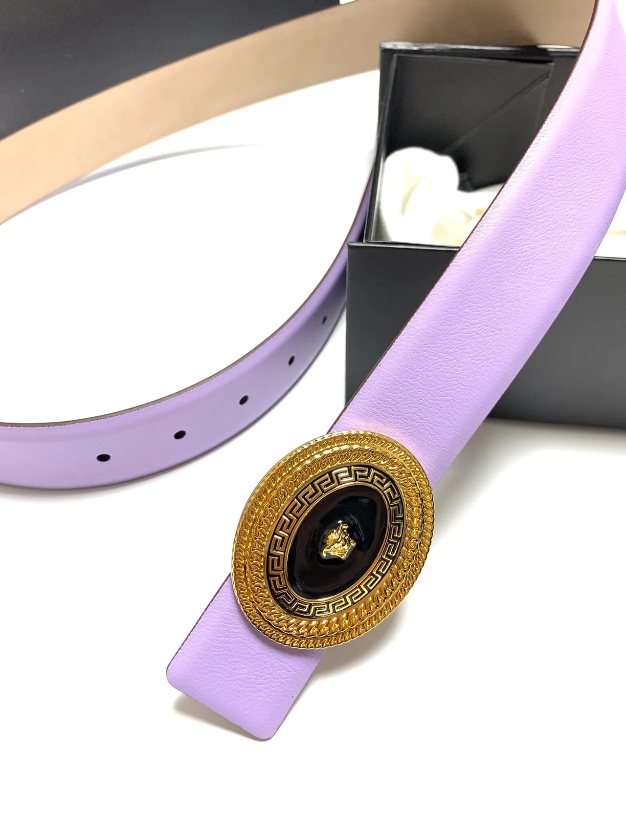 Versace Greca Medusa Purple Leather Belt 3