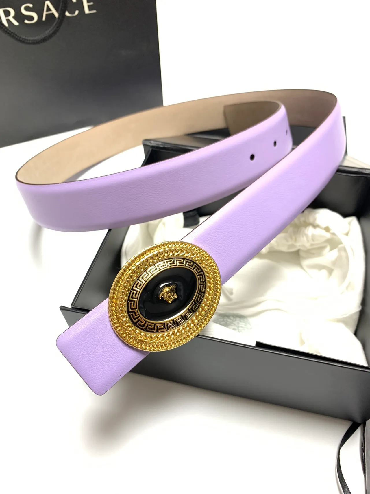Versace Greca Medusa Purple Leather Belt 5