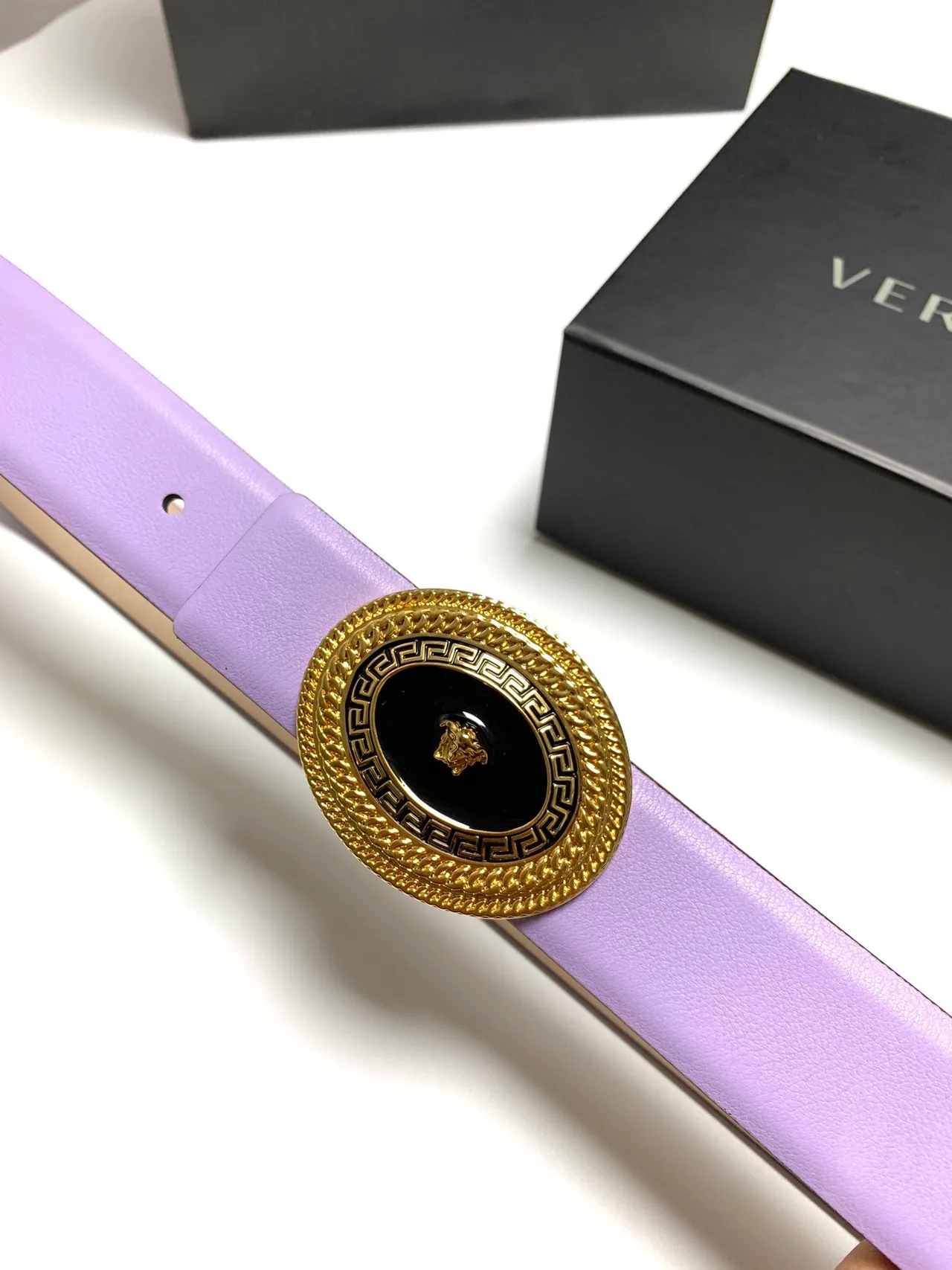 Versace Greca Medusa Purple Leather Belt 7