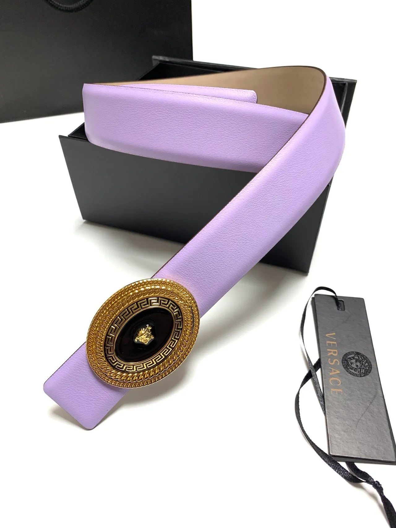 Versace Greca Medusa Purple Leather Belt 8