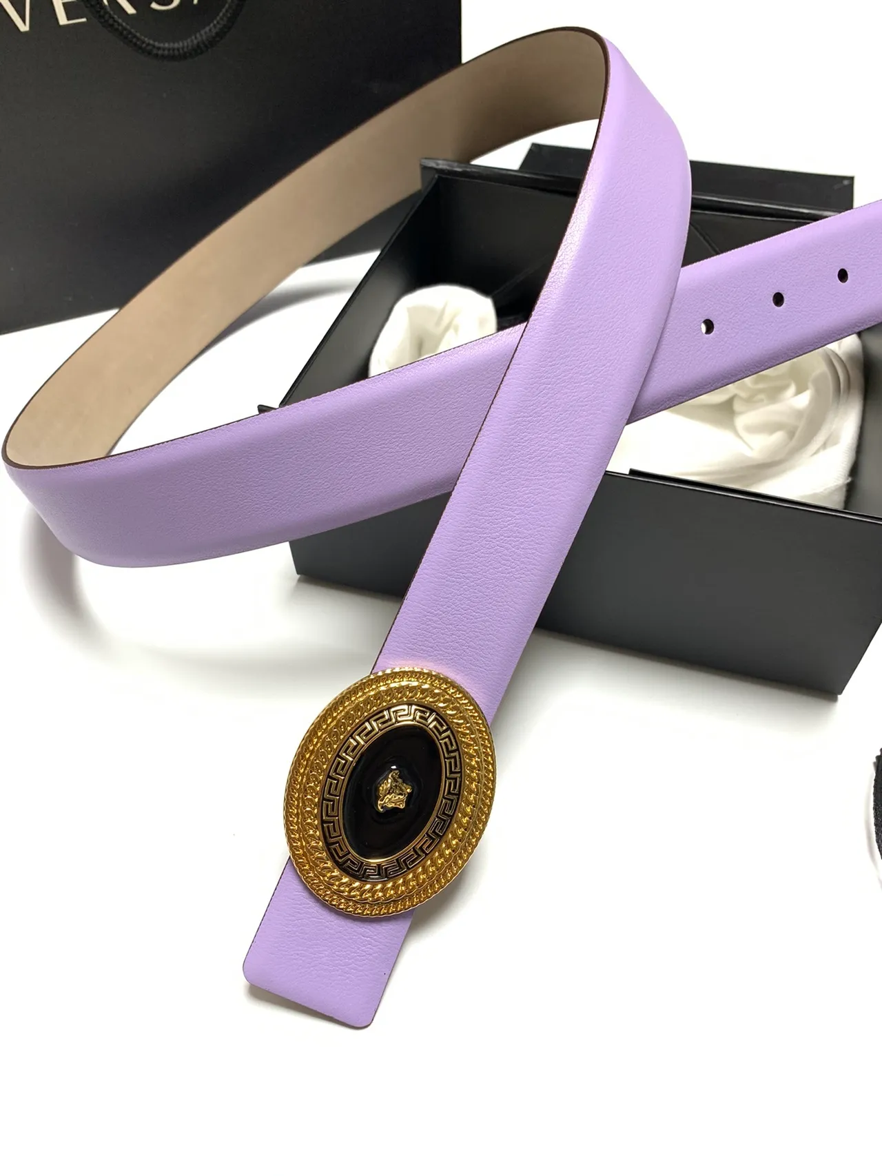 Versace Greca Medusa Purple Leather Belt 9