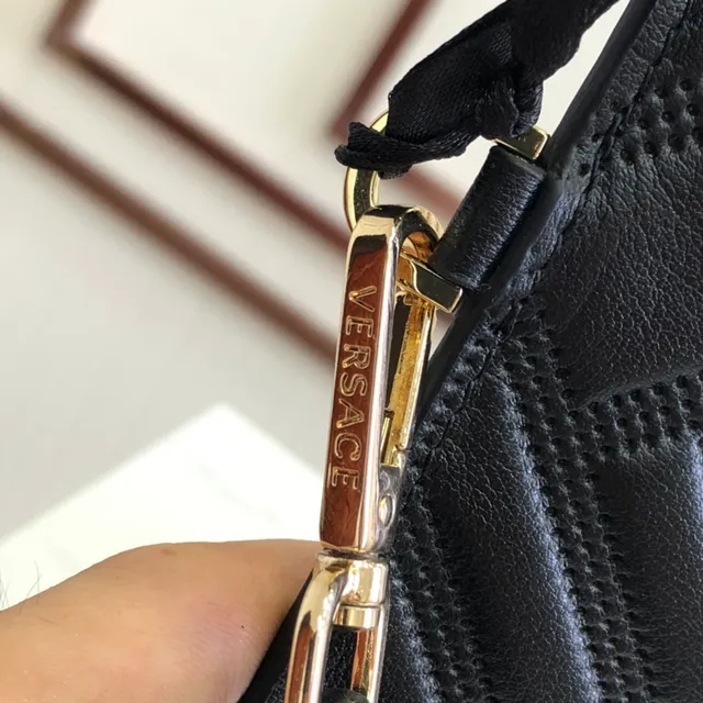 Versace Greca Odissea Black Quilted Medusa Wristlet 3