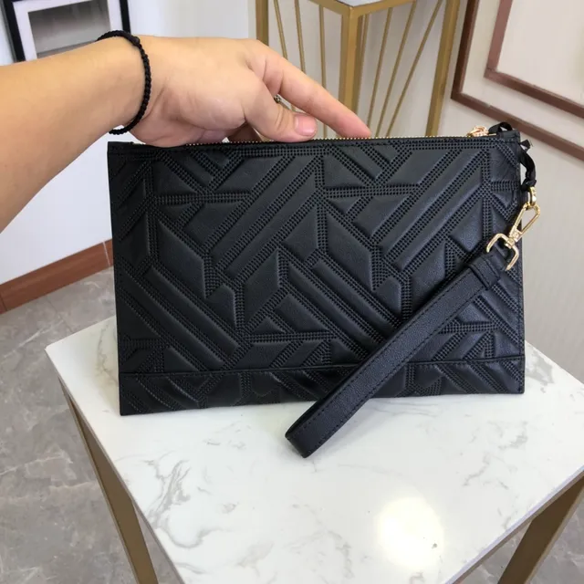 Versace Greca Odissea Black Quilted Medusa Wristlet 7