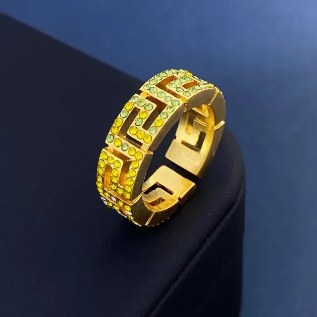 Versace Greca Pavé Crystal Gold-Tone Ring 3