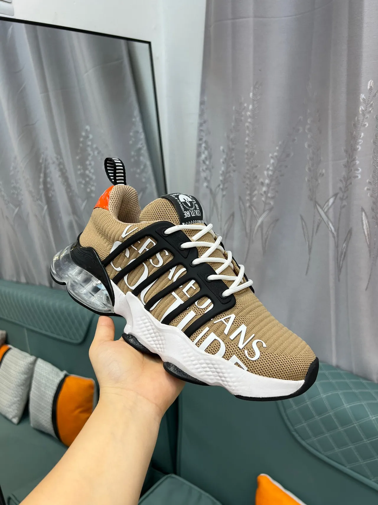 Versace Jeans Couture Beige Black Orange Chunky Sneakers 6