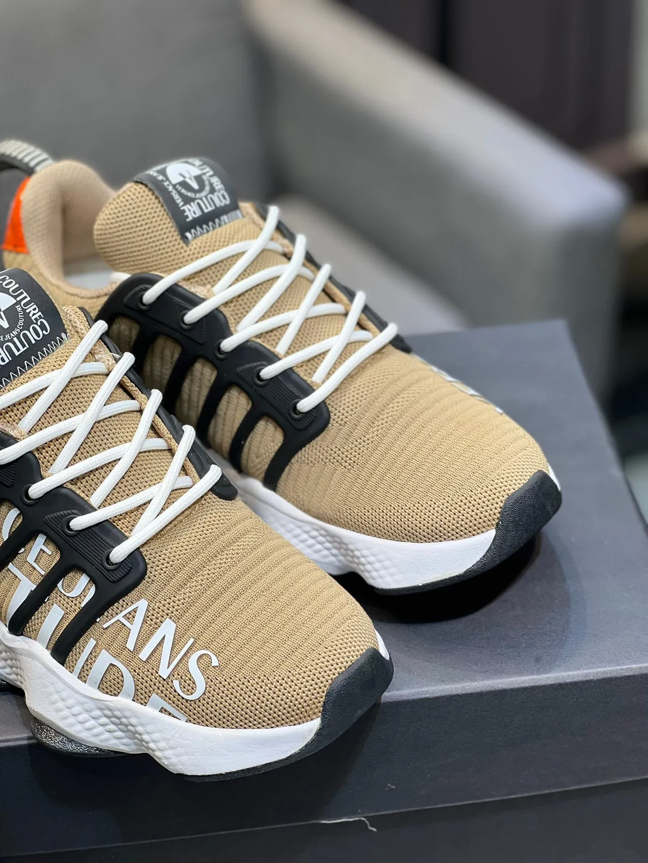 Versace Jeans Couture Beige Black Orange Chunky Sneakers 9