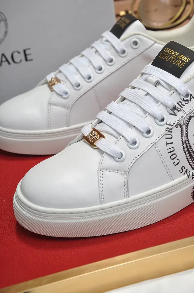Versace Jeans Couture White Leather Gold-Accent Lifestyle Sneakers 3
