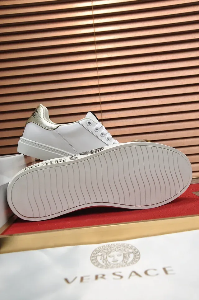 Versace Jeans Couture White Leather Gold-Accent Lifestyle Sneakers 4