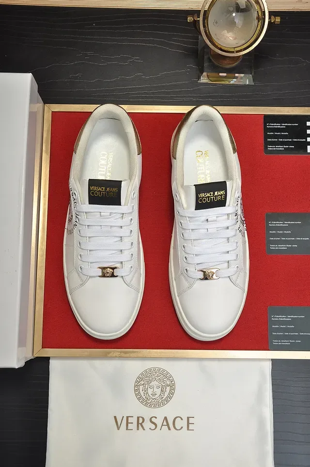 Versace Jeans Couture White Leather Gold-Accent Lifestyle Sneakers 9