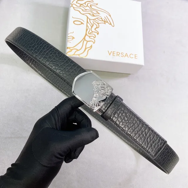 Versace Medusa Buckle Ceinture en cuir noir 2