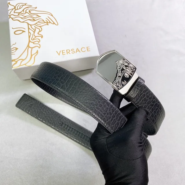 Versace Medusa Buckle Ceinture en cuir noir 3