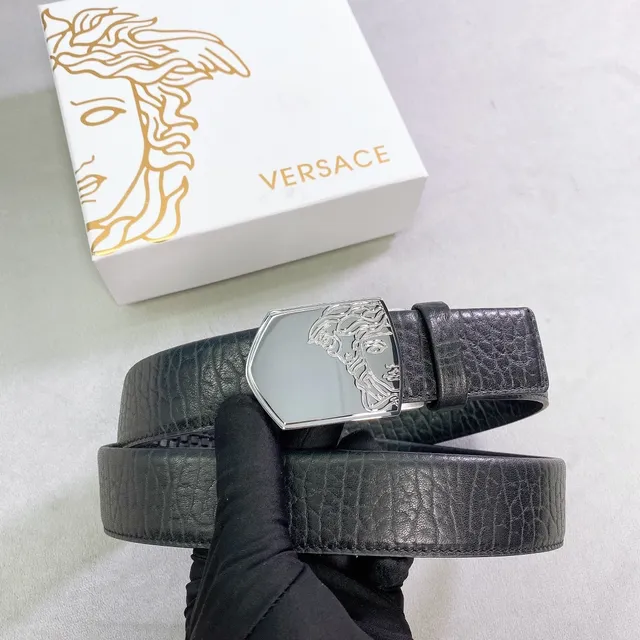 Versace Medusa Buckle Ceinture en cuir noir 5