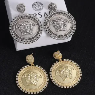 Versace Medusa 币耳环 银色和金色 晶体耳环