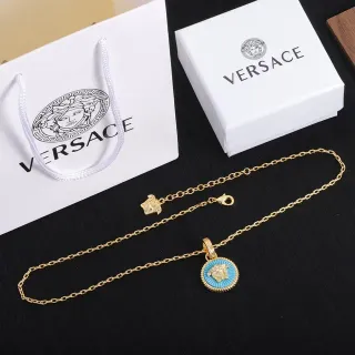 Collar Versace Medusa Cadena Azul Oro Circular