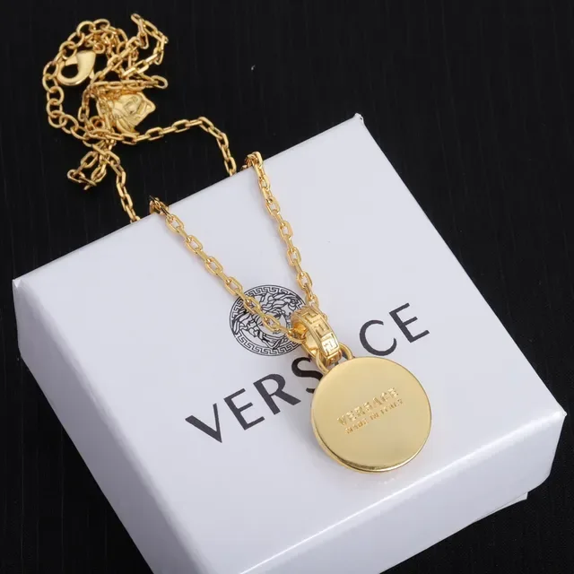 Collier Versace Medusa Pendentif Chaîne Or Bleu Circulaire 2