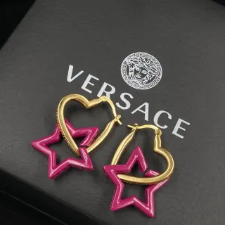 Versace 粉金心形搪瓷耳环