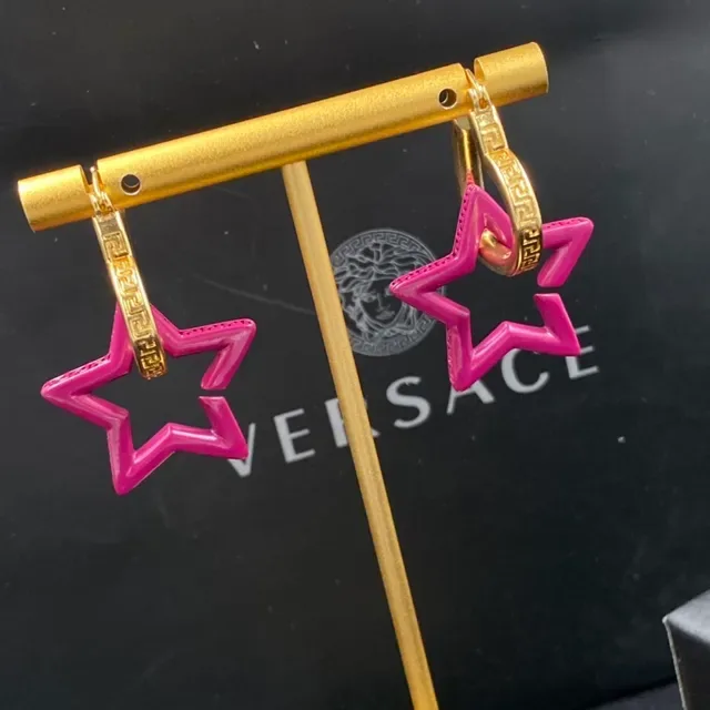 Versace Créoles Rose et Or Forme de Cœur Émail 5