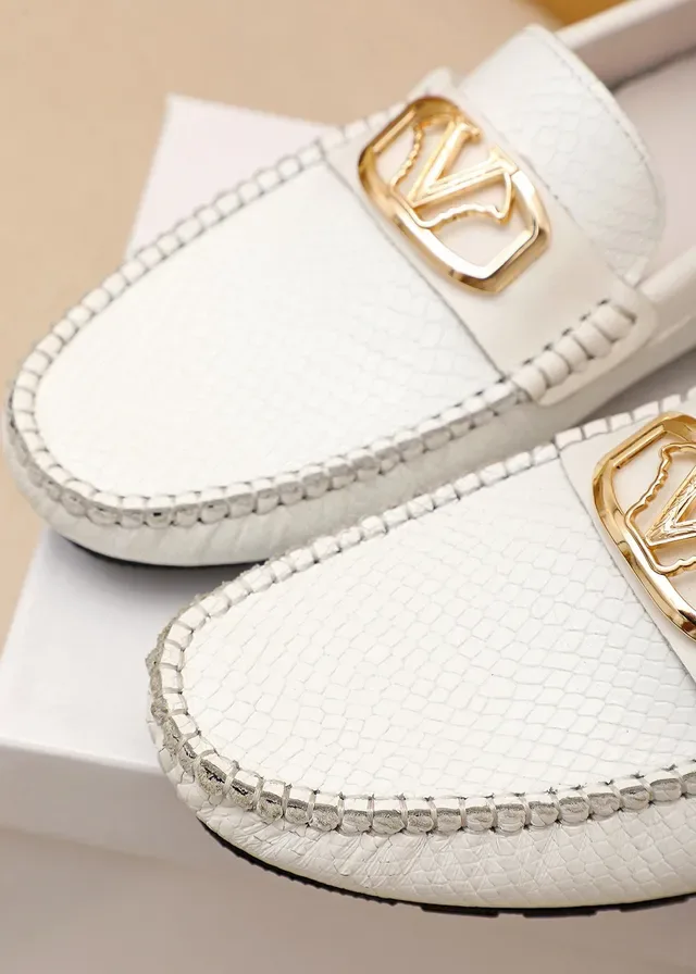 Versace Virtus White Textured Leather Gold Logo Loafers 4