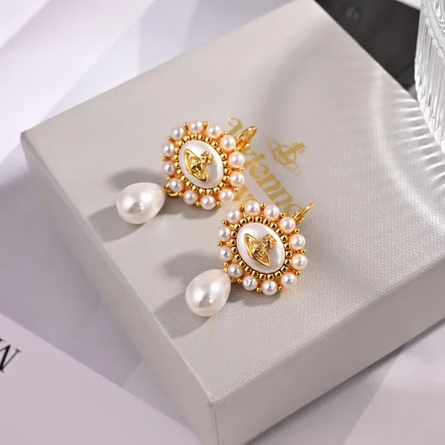 Vivienne Westwood Collier Boule Perle Argent Beige Médaillon 2